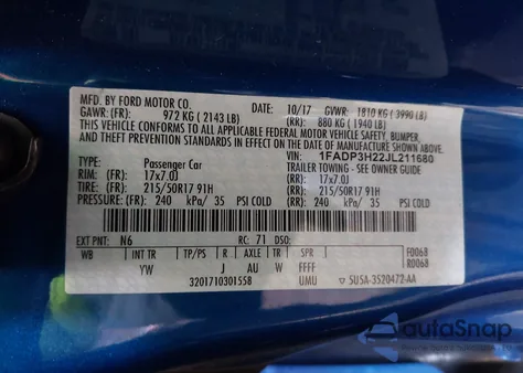 2018 Ford Focus Sel from USA, damaged, VIN 1FADP3H22JL211680